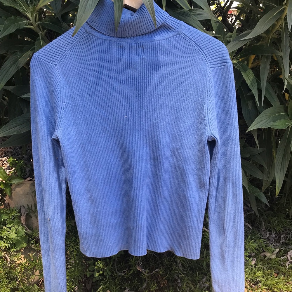 Blue Ribbed Turtleneck - Picture 2 of 2